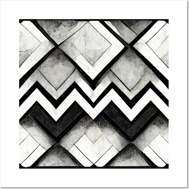 Art Deco Black and White Tile Wall Art by Moon Art